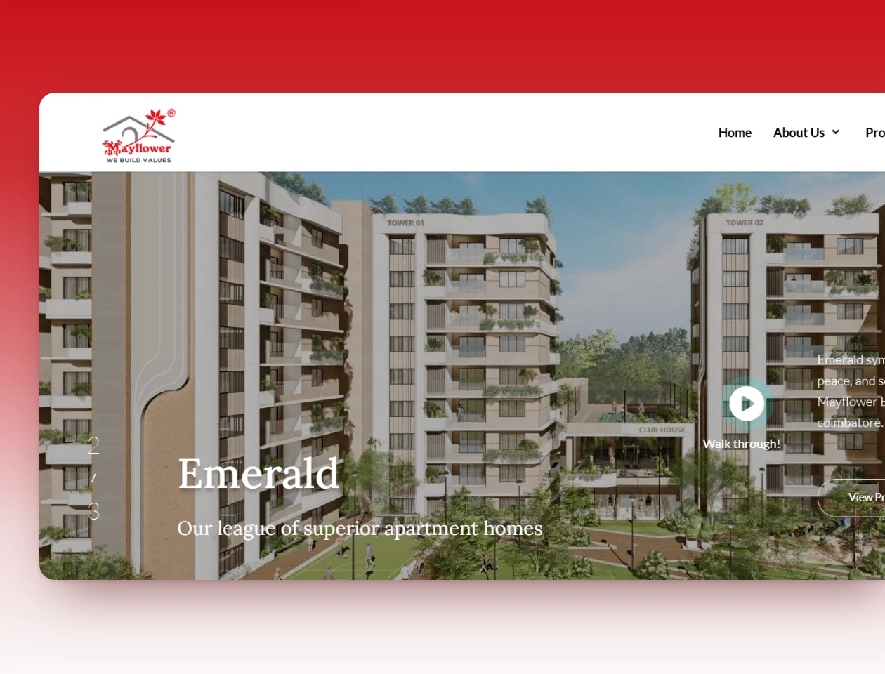 Mayflower Enterprises — Website for a Coimbatore builder crafting homes since 1985, with every apartment and villa project in one place.