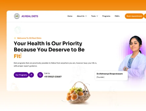 Asreal Diets — Dietitian's website with diet programmes, health tools and appointment booking.