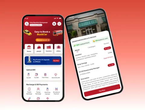 Ecom 365 — Shopping, bus and car booking, recharges and bill payments in one app.